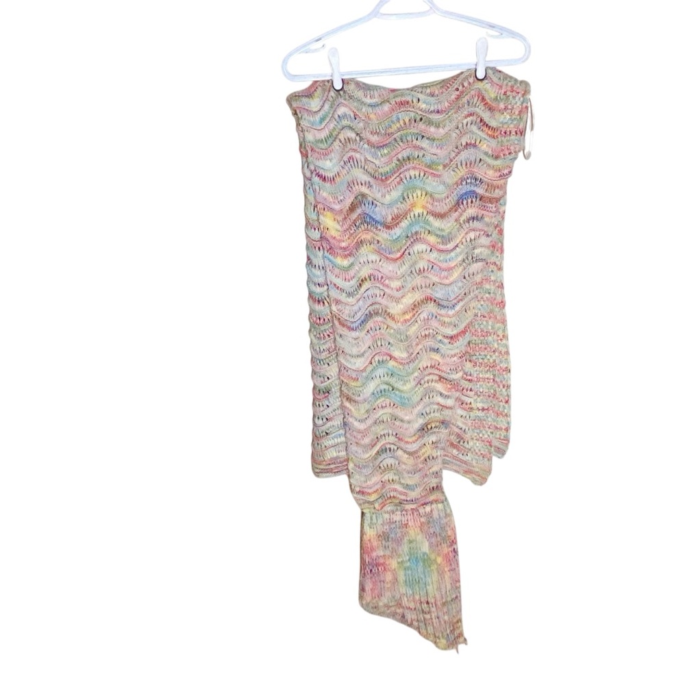 PAPILLON Multicolour Rainbow Knit Mermaid Tail Blanket FishTail Crochet - Picture 4 of 16